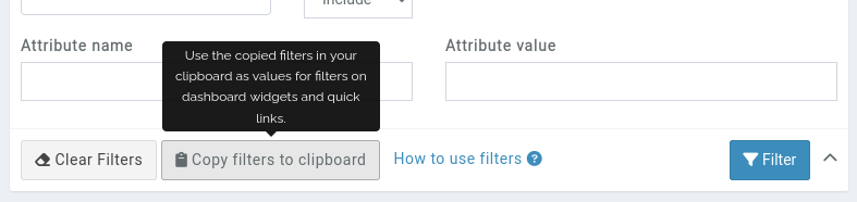 Copy filters to the clipboard
